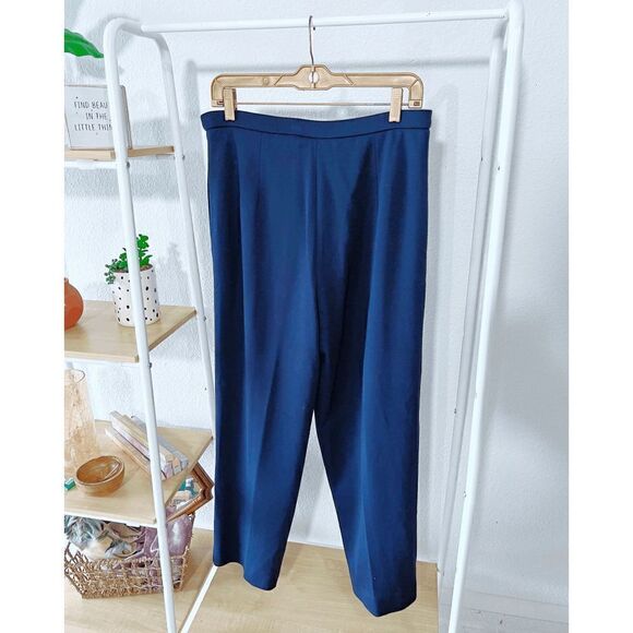 Vintage Ancora Structured Navy Wool Dress Pants - Picture 3 of 4